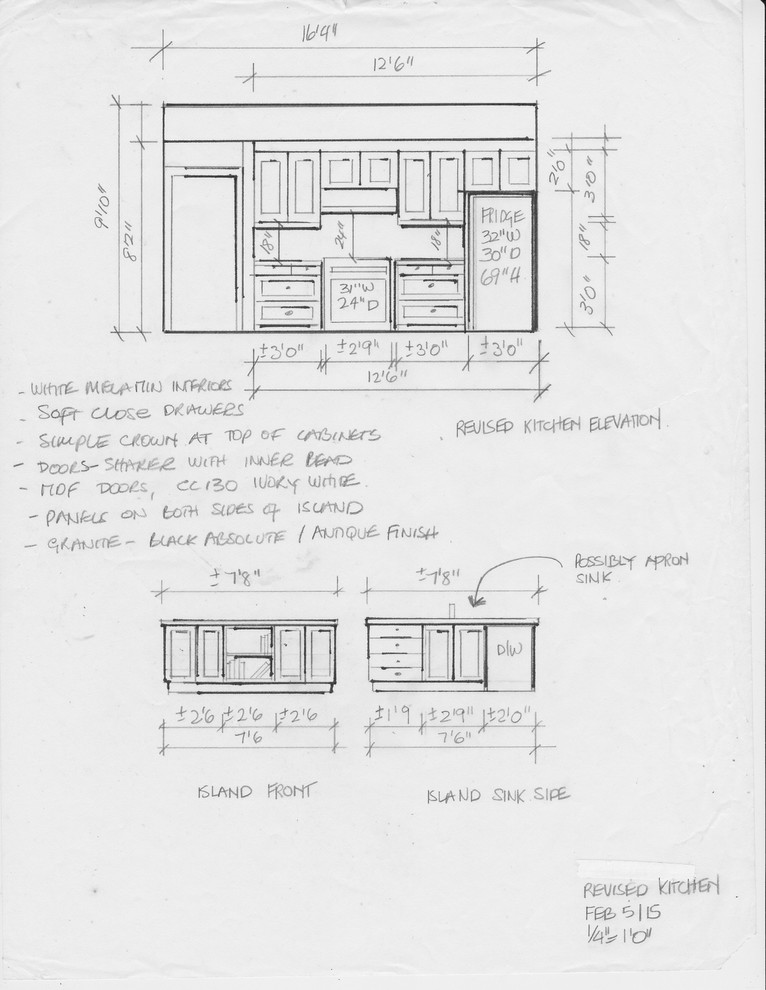 residential space plans- farmhouse kitchen elevations