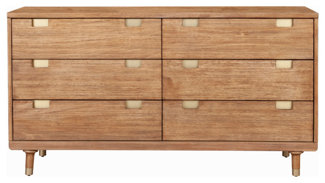 1567APB Sand Modern Spacious 6 Drawer Dresser