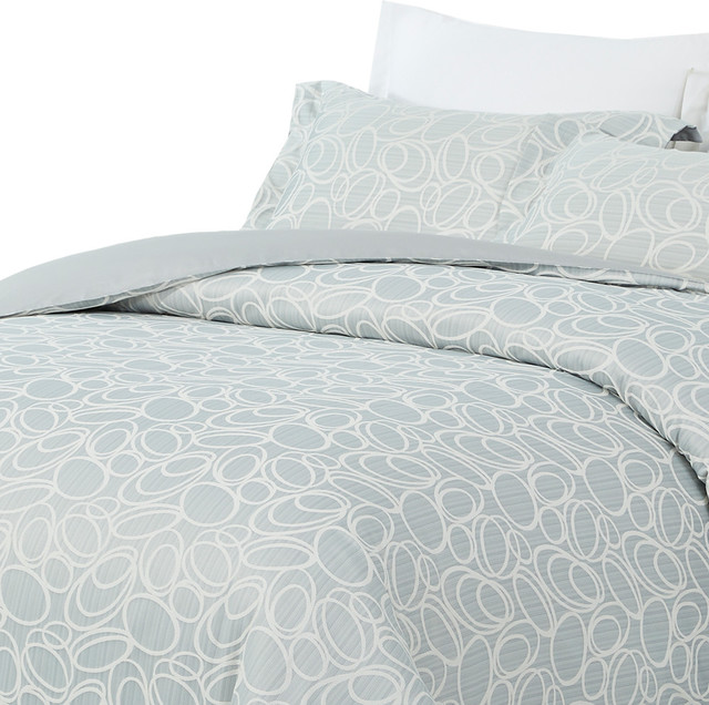 Natural Comfort Luxurious Cotton Duvet Cover Mini Set, Circle/Light Blue, King, Twin