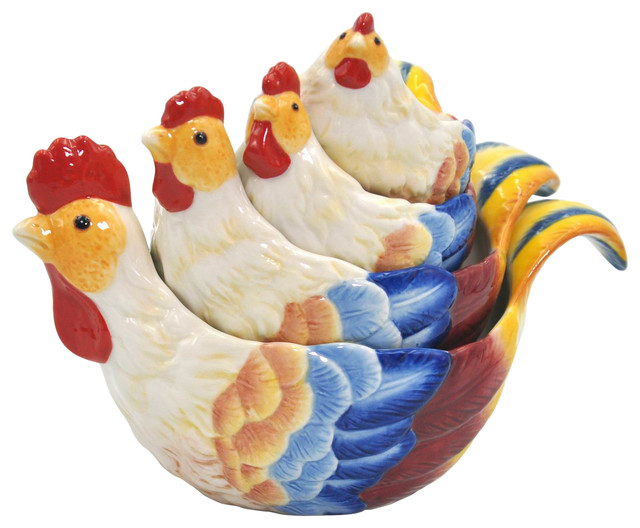 Porcelain Rooster Measuring Cup, Set of 4