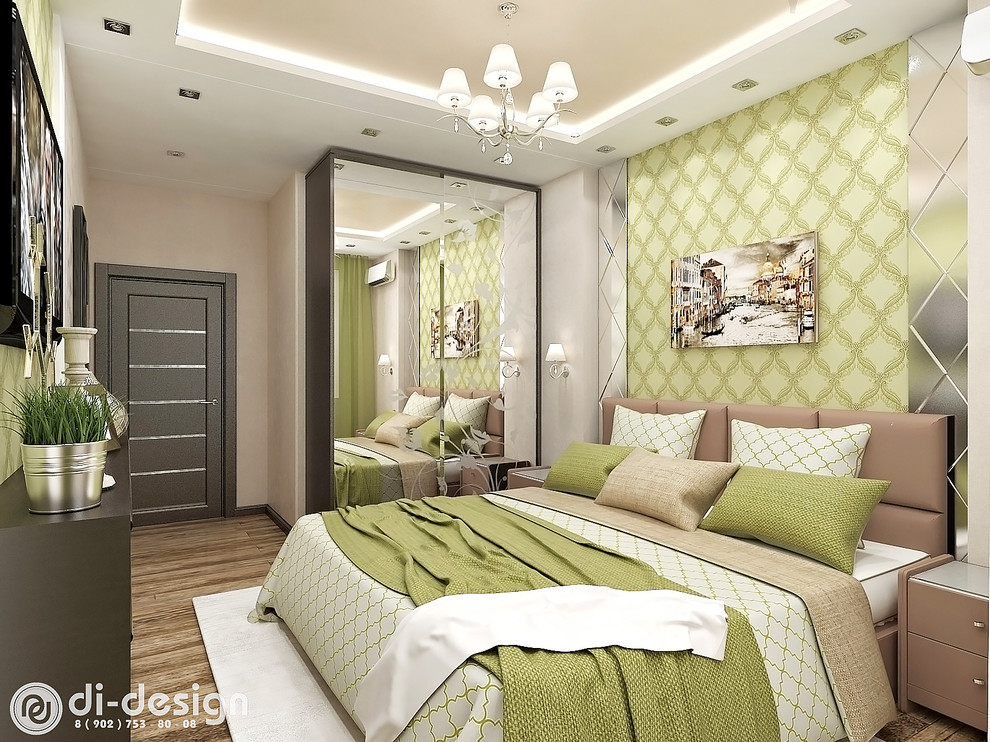 Спальня в салатовом цвете