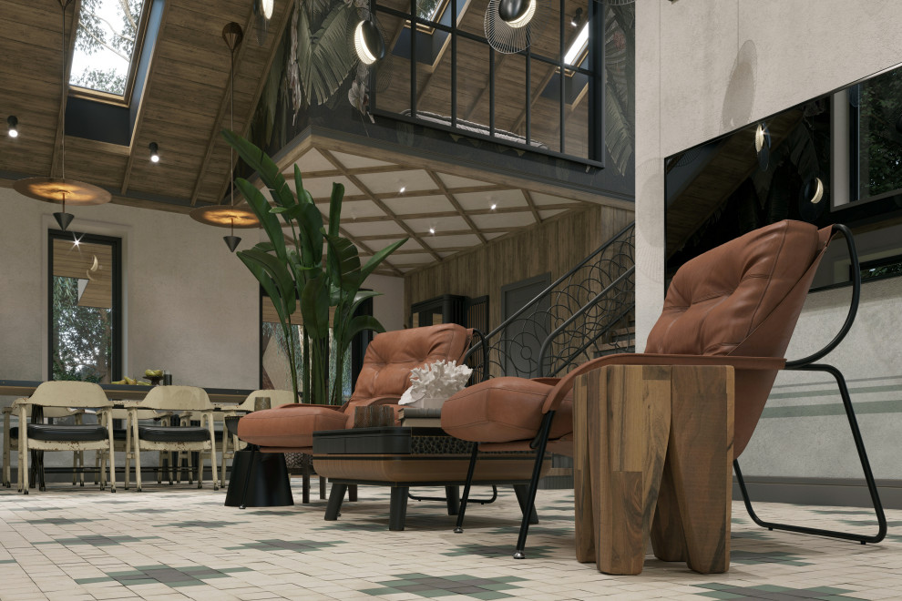 Загородный дом в Царевщине, интерьер в стиле лофт