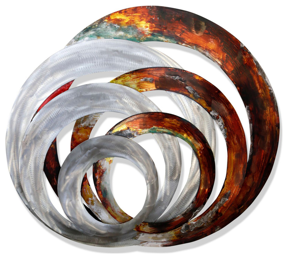 Fire and Ice Merging Metal Circles Wall Decor Contemporary Metal Wall Art by StyleCraft