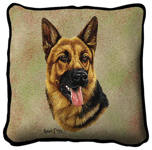 German Shepherd 2 Pillow Cover Contemporary Decorative Pillows by