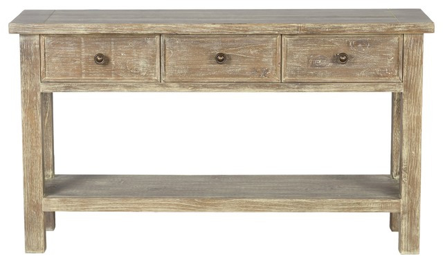 Gerald Reclaimed Pine 3 Drawer Console Table By Kosas Home Gerald Reclaimed Pine 3 Drawer Console Table By Kosas Home