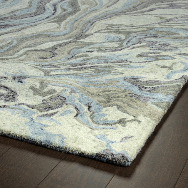 Kaleen Marble Blue Hand-Tufted Rug, 3'6"x5'6"