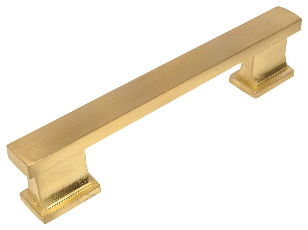 Brushed Brass 4" hole center Cabinet Pull - Solid Metal Handle - by Cosmas