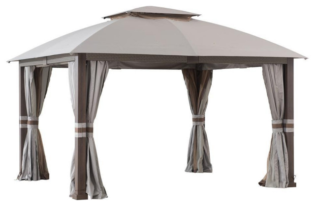 Sunjoy Fiona 11 ft. x 13 ft. 2-tier Gazebo Light Gray - Traditional ...