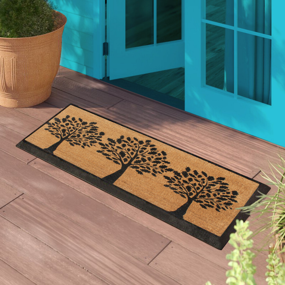 A1HC Designer HandCrafted Rubber Coir DoubleSingle Door Mat, 24"x48