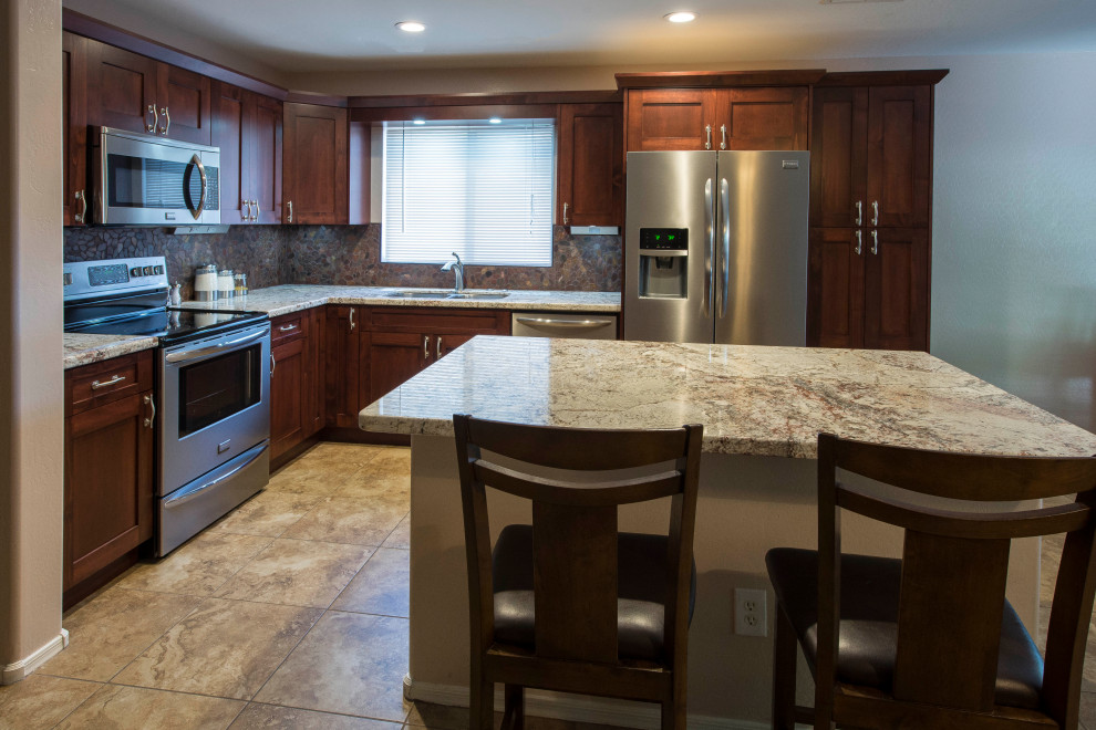Example of a transitional kitchen design in Phoenix