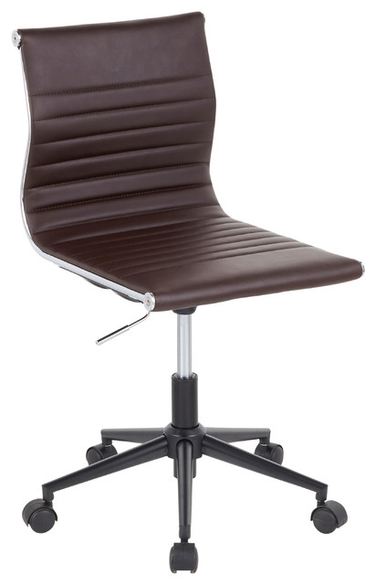 Masters Industrial Task Chair With Black Base, Espresso Faux Leather