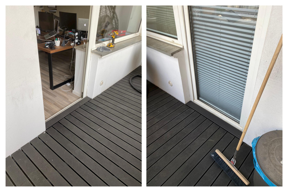 Mittelgroßer, Unbedeckter Moderner Balkon mit Sichtschutz und Mix-Geländer in Köln