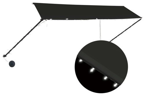 vidaXL Retractable Awning Sun Screen Awning with LED 137.8"x59.1" Anthracite