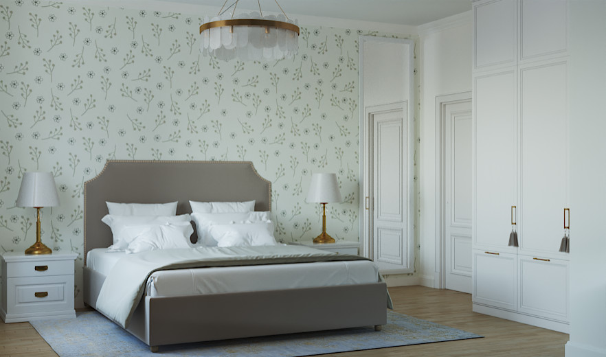 Спальня в неоклассическом стиле с элементами прованса.