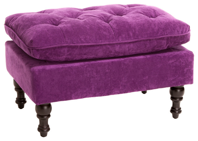 Cordoba Purple Velvet Ottoman Footstool Traditional Footstools Cordoba Purple Velvet Ottoman Footstool Traditional Footstools And Ottomans By Gdfstudio