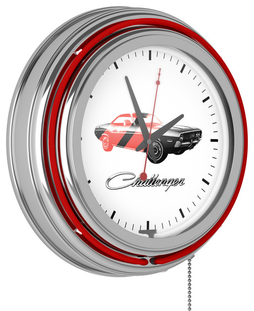 Chevy Racing Trademark Gameroom Chevrolet Chrome Double Rung Neon Clock Chevy Racing Trademark Gameroom Chevrolet Chrome Double Rung Neon Clock