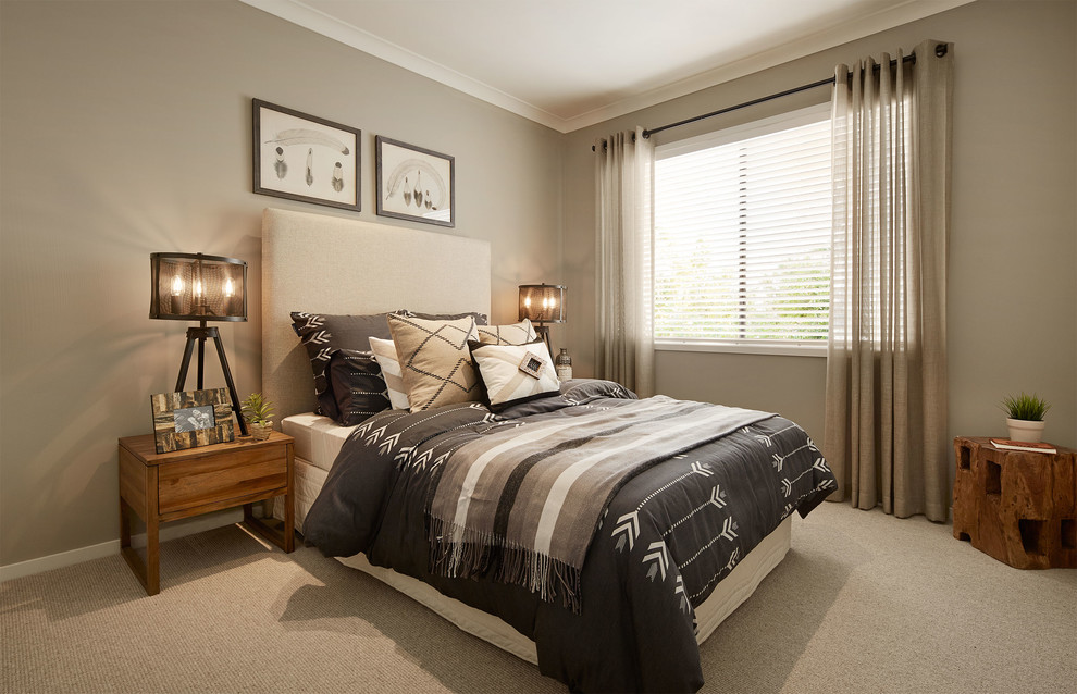 Photo of a contemporary bedroom in Melbourne.