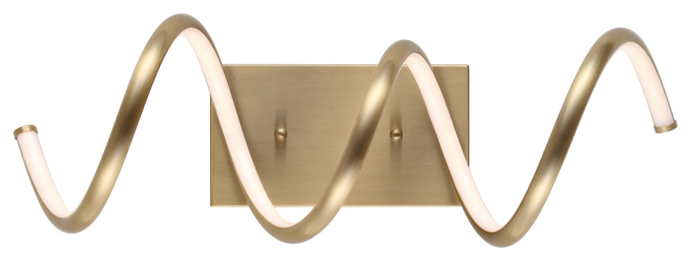 Scribble 7" Modern Metal Integrated LED Vanity Light Sconce, Gold