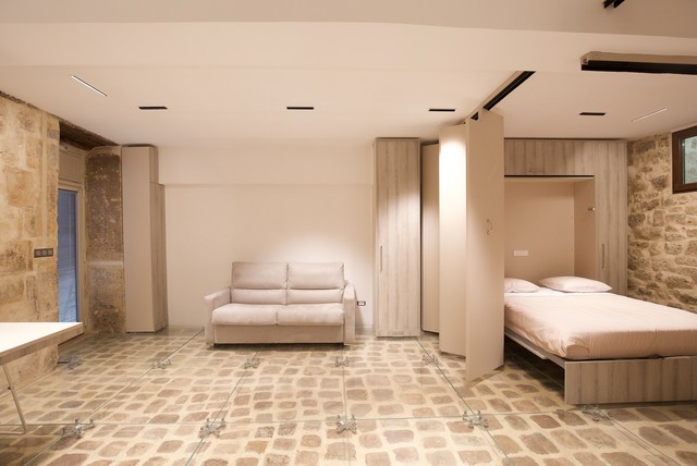 Local transform&eacute; en studio eklektisch-schlafzimmer