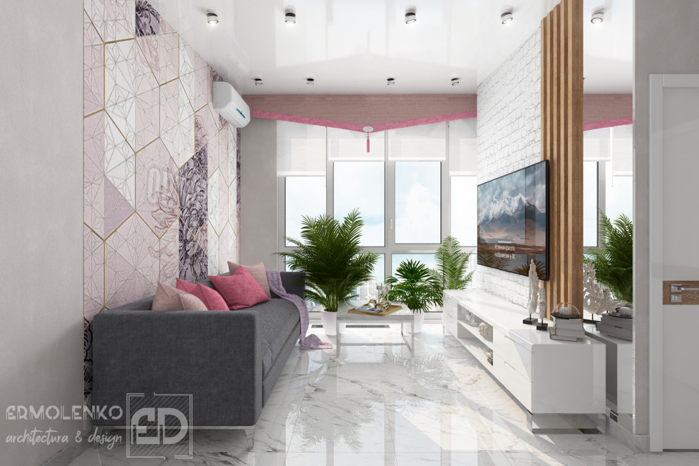 Квартира в Сочи ЖК "Раз, два, три". Гостиная, кухня.