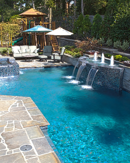 Collierville Modern Geometric Pool, Spa, & Outdoor Living Design