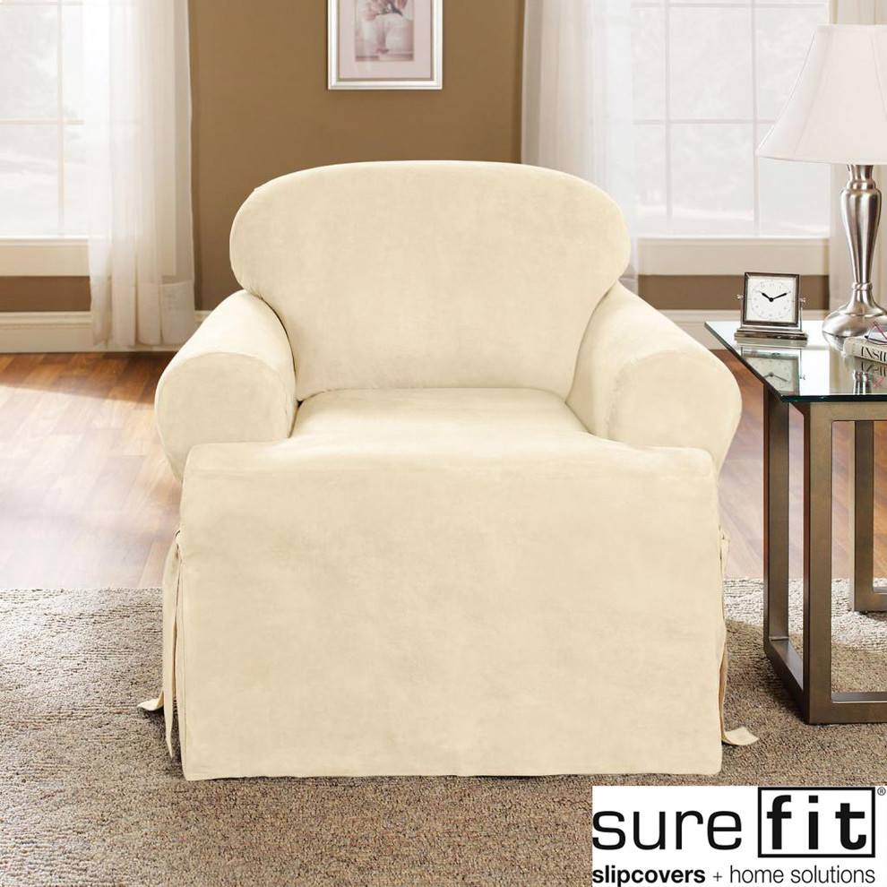 Soft Suede Cream T-Cushion Chair Slipcover