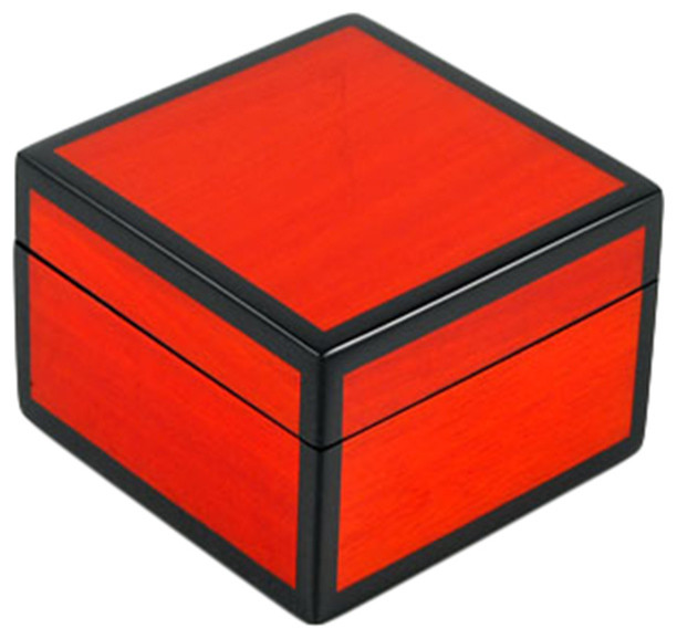 Lacquer Small Square Box, Red Tulipwood