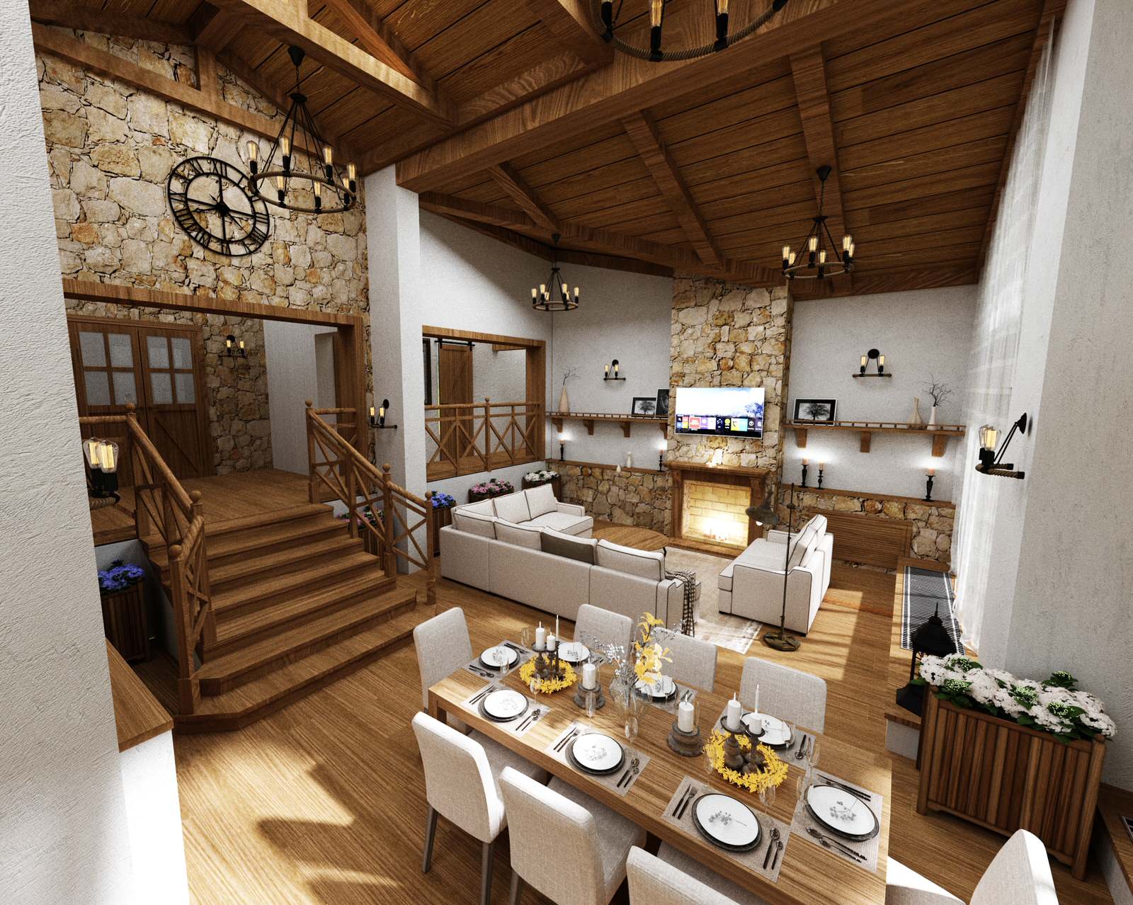 Гостиная в стиле шале