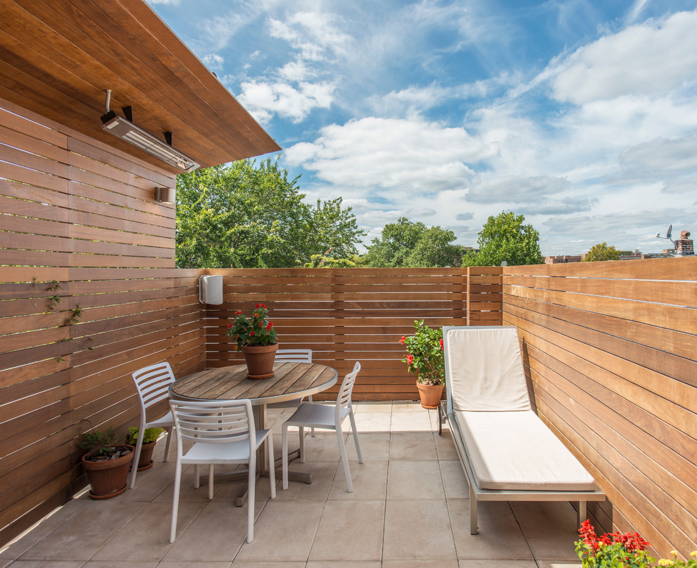 Small modern rooftop deck in DC Metro with no cover.