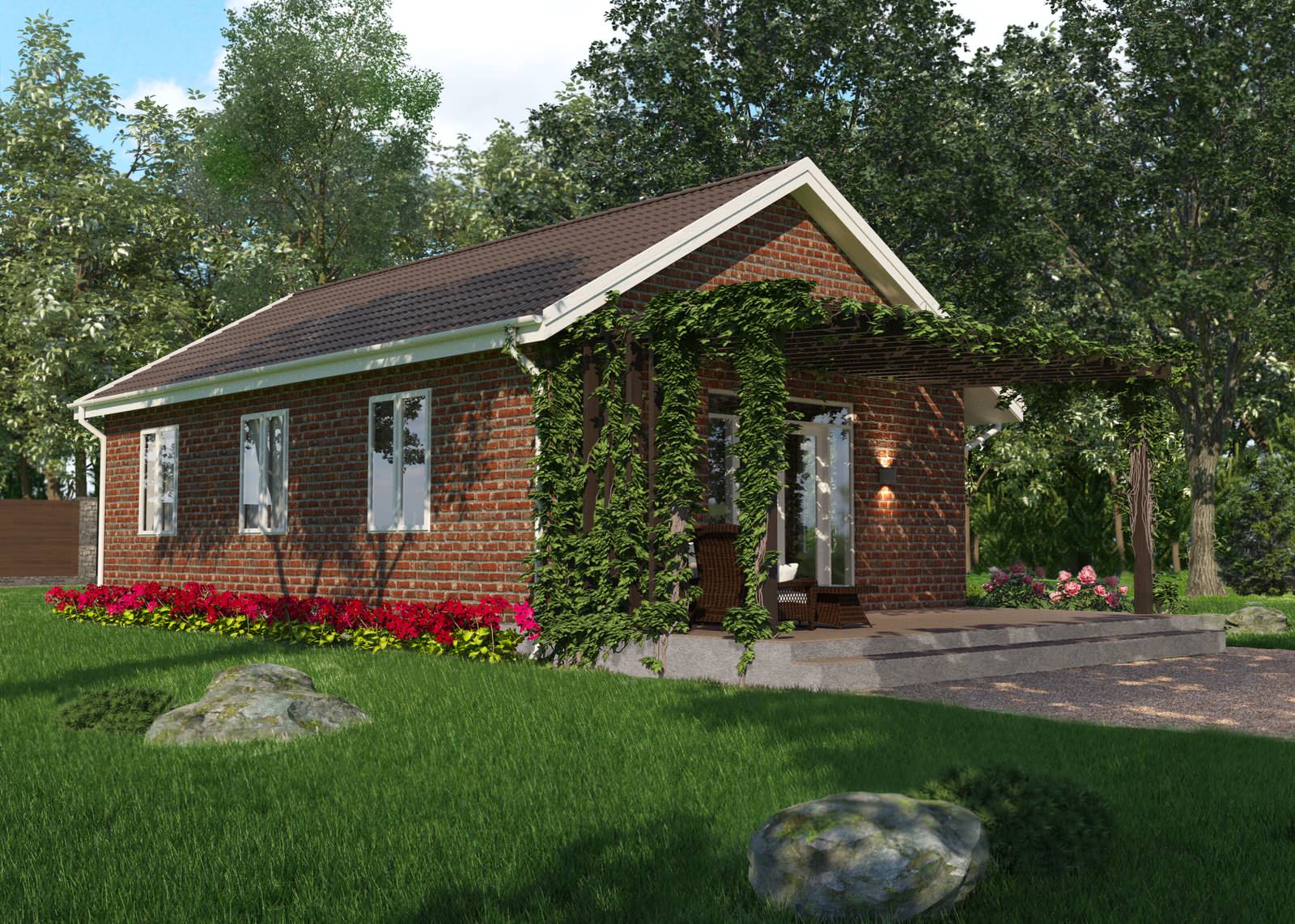 Одноэтажный загородный дом 75 кв.м.