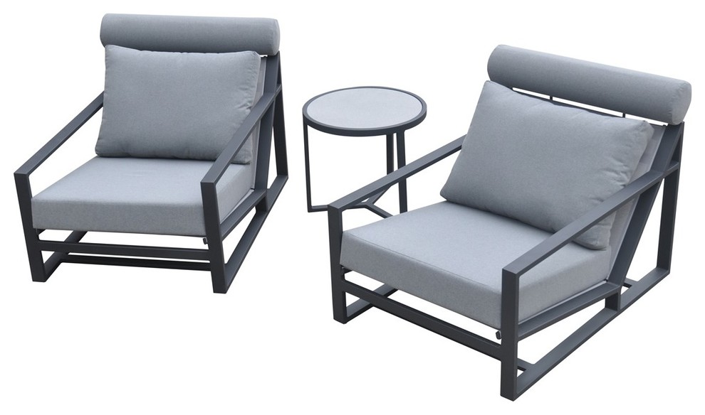 Renava Boardwalk Outdoor Grey Lounge Chair Set Transitional Outdoor