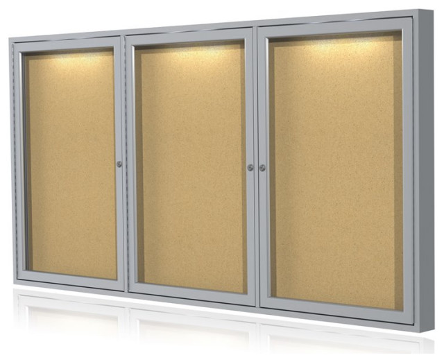 Ghent's Wood 36" x 72" 3 Door Enclosed Bulletin Board in Natural