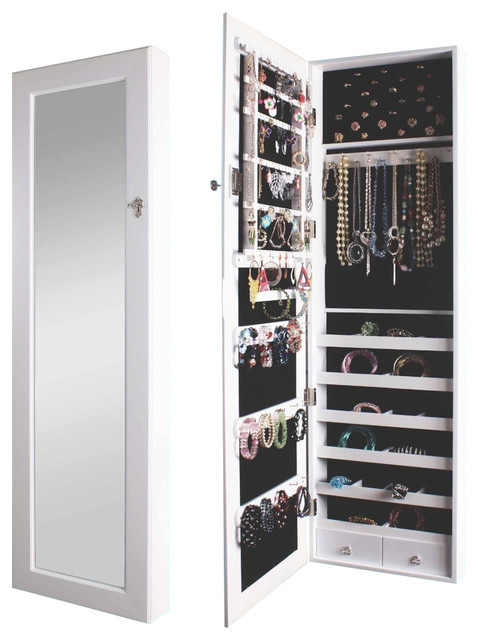 rynn wall-mount/over-the-door mirrored jewelry cabinet