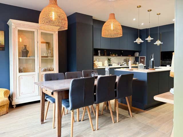 Cuisine ouverte sur salon transitional-kitchen
