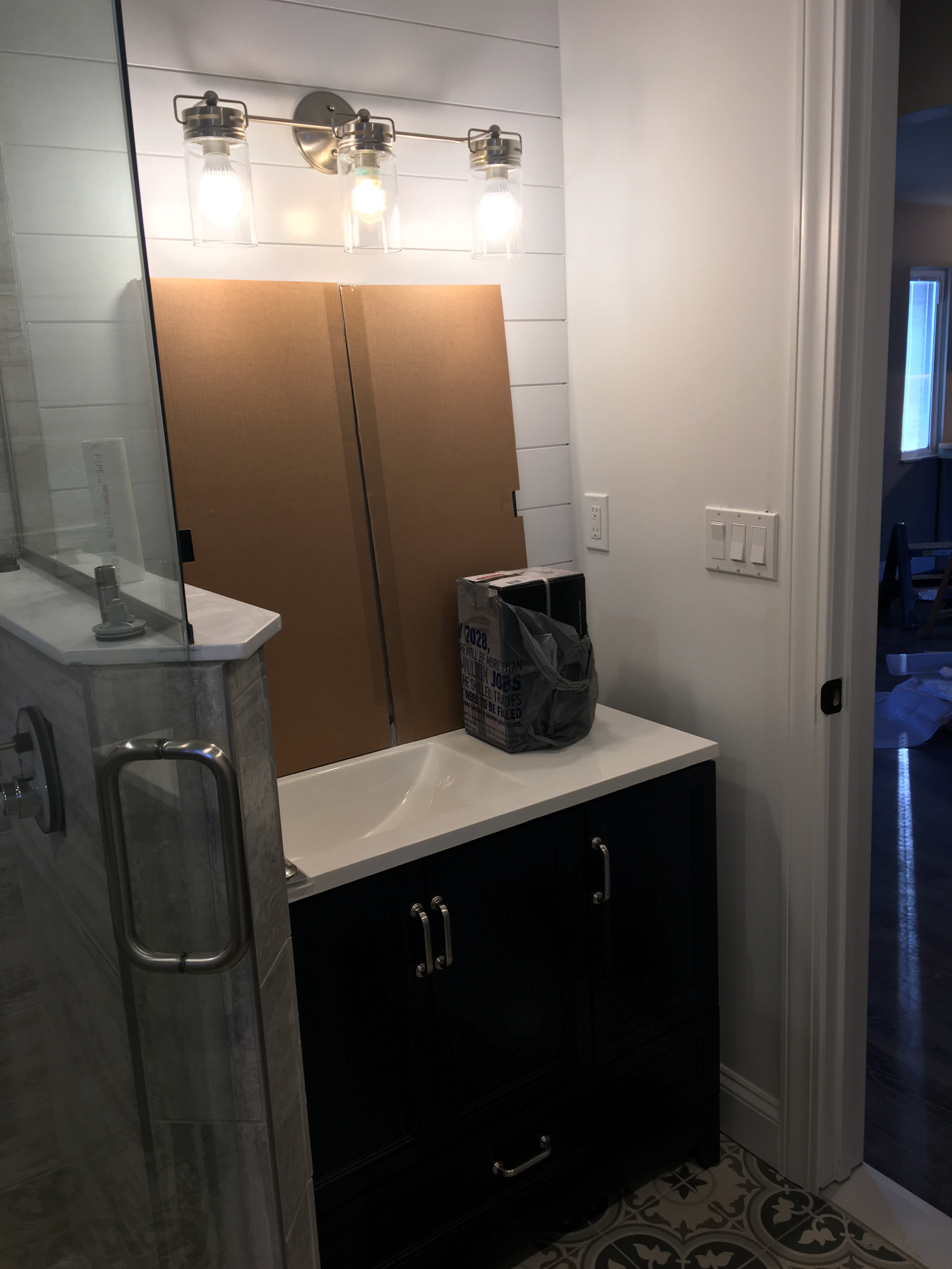 Custom bathroom and back room office/workout/pet room