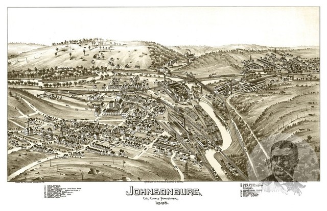 Old Map of Johnsonburg Pennsylvania 1895, Vintage Map Art Print, 24"x36"