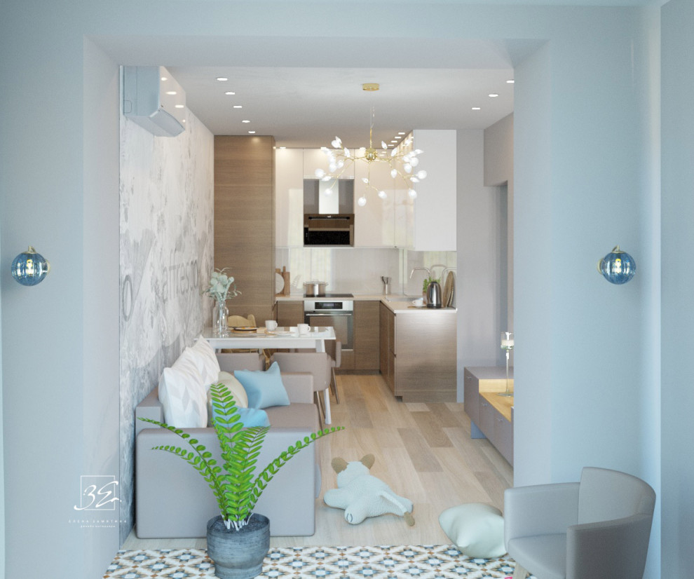 Двухкомнатная квартира-студия 45 кв.м в ЖК "SCANDIS" в современном стиле