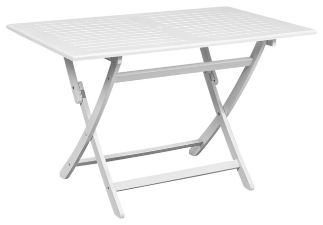Outdoor Dining Table Acacia Wood Rectangular White Beach Style Outdoor Dining Tables By Vida Xl International B V