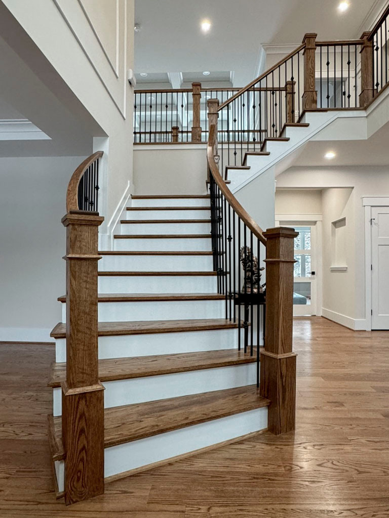 117_Distinct Oak Staircase with Iron Balusters & Oak Rail Profile, Chantilly VA