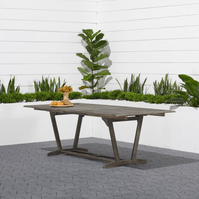 Distressed Grey Extendable Dining Table Farmhouse Outdoor Dining