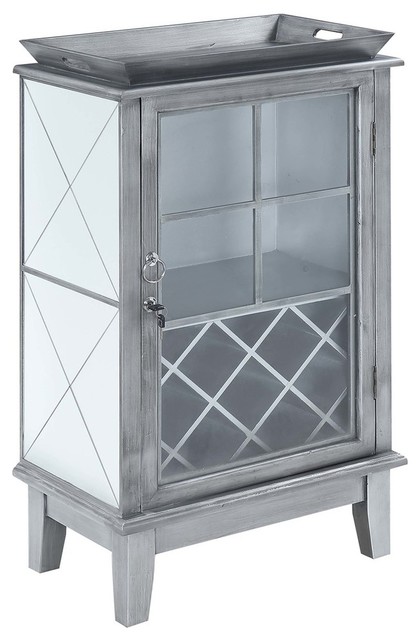 Convenience Concepts Gold Coast Mirrored Bar Cabinet In Silver Transitional Wine And Bar Cabinets By Homesquare