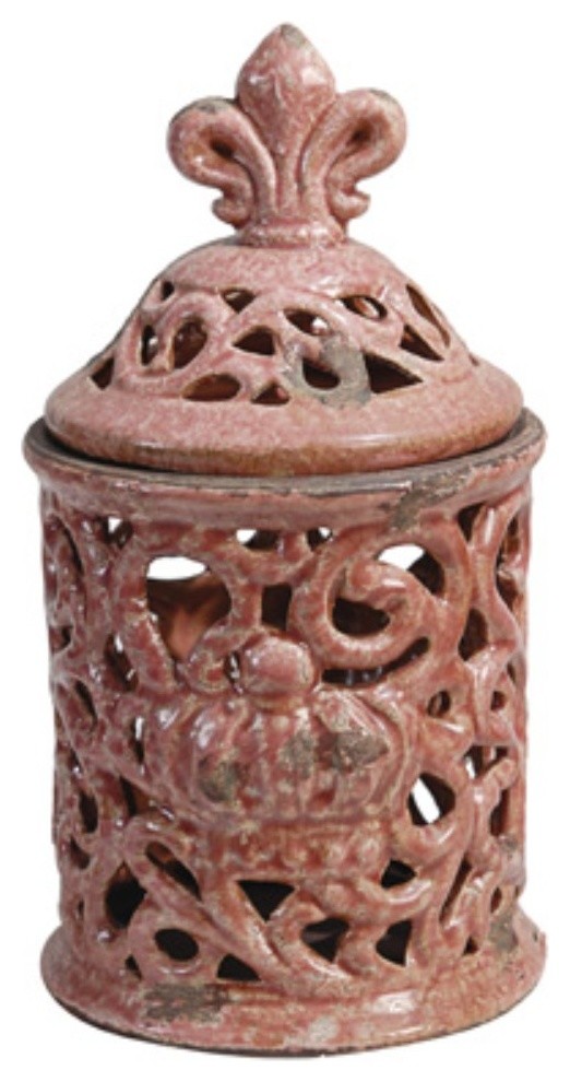 decorative Ceramic Jar, Red Farmhouse Decorative Jars And Urns by