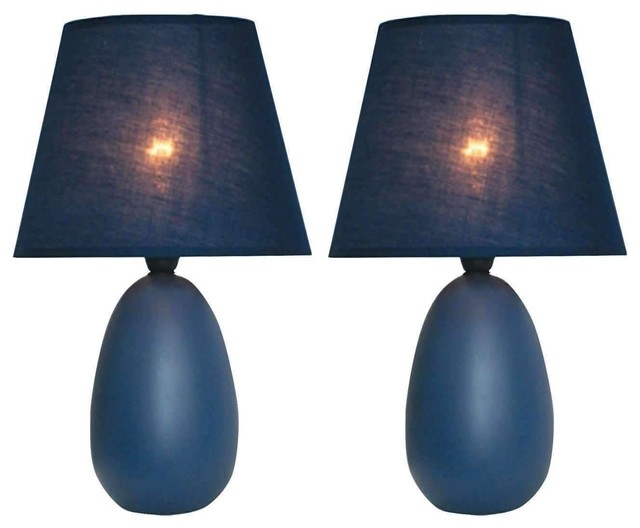 Mini Egg Oval Ceramic Table Lamp 2 Pack Set