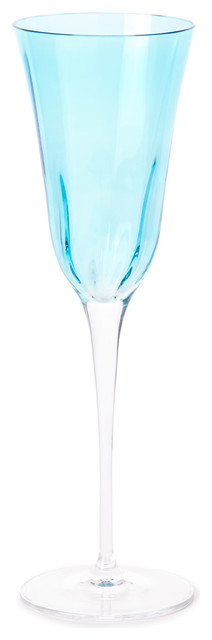Vietri Optical Crystal Set of 4 Champagne Glasses 9.75", 7 oz, Aqua