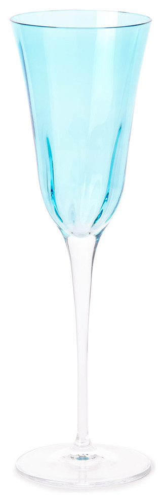 Vietri Optical Crystal Set of 4 Champagne Glasses 9.75", 7 oz, Aqua