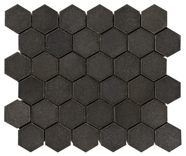 Basalt Hexagon Mosaic, 2x2, Honed Mosaic Tiles, 20 Sqft