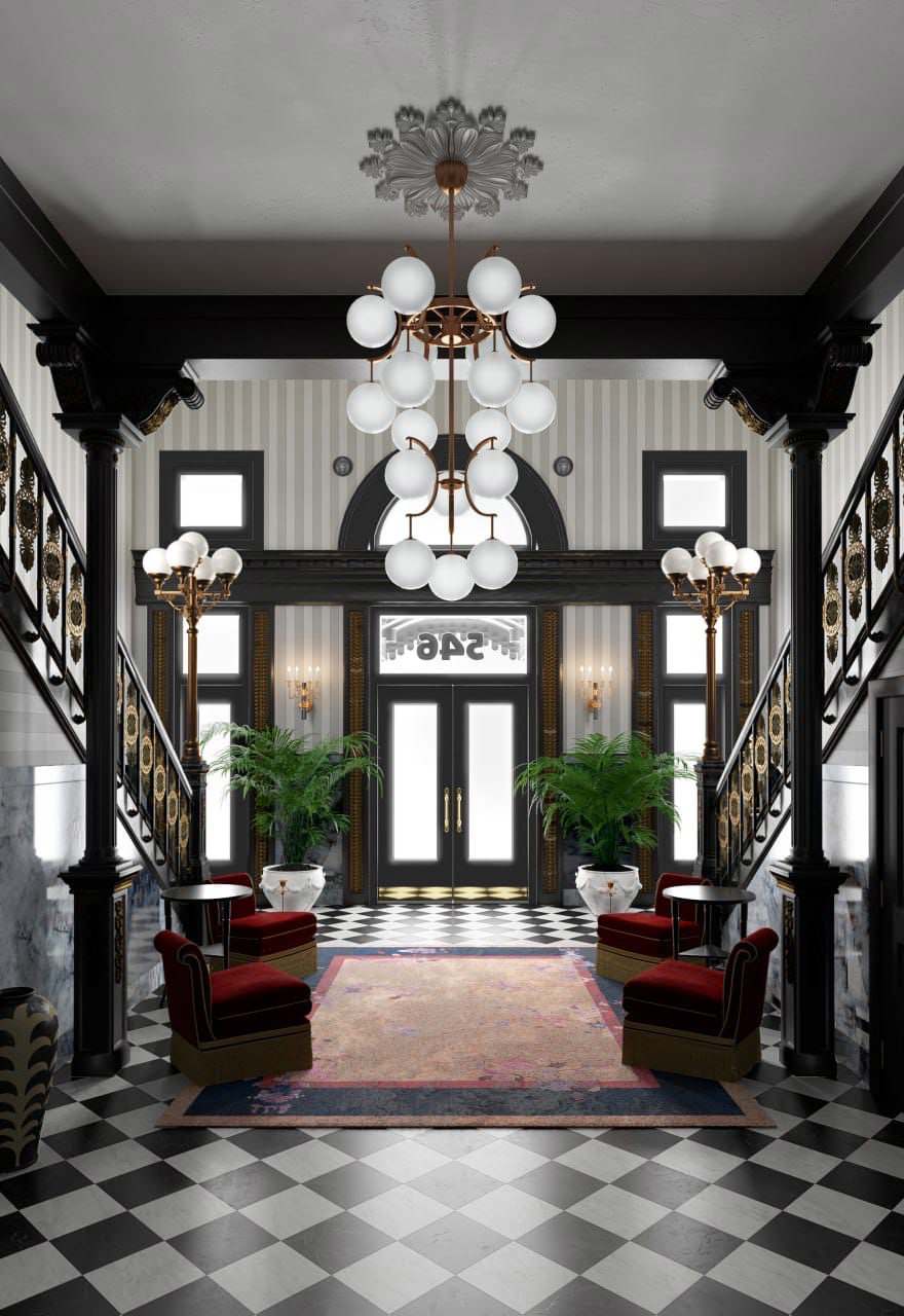 Визуализация холла в отеле Maison de la Luz