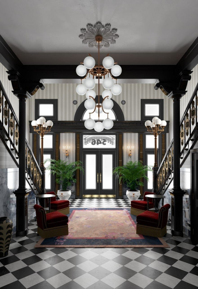 Визуализация холла в отеле Maison de la Luz