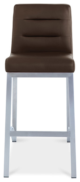 Lynx Counter Height Contemporary Stool With Metal Base, Brown