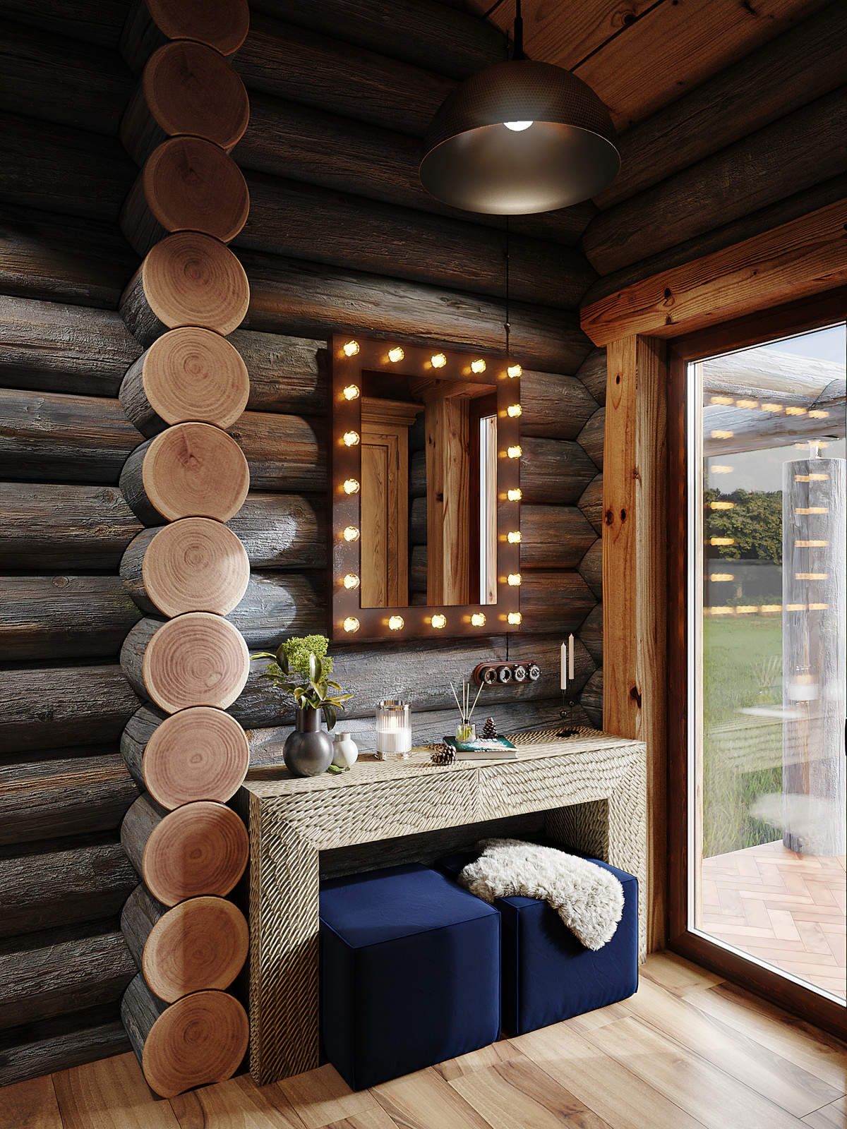 Дом из кело для рыбалки. Холл